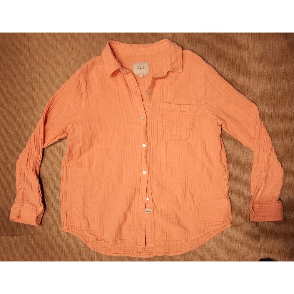 (SOLD)Rails Ellis 100% cotton peach long sleeve button-up shirt size L